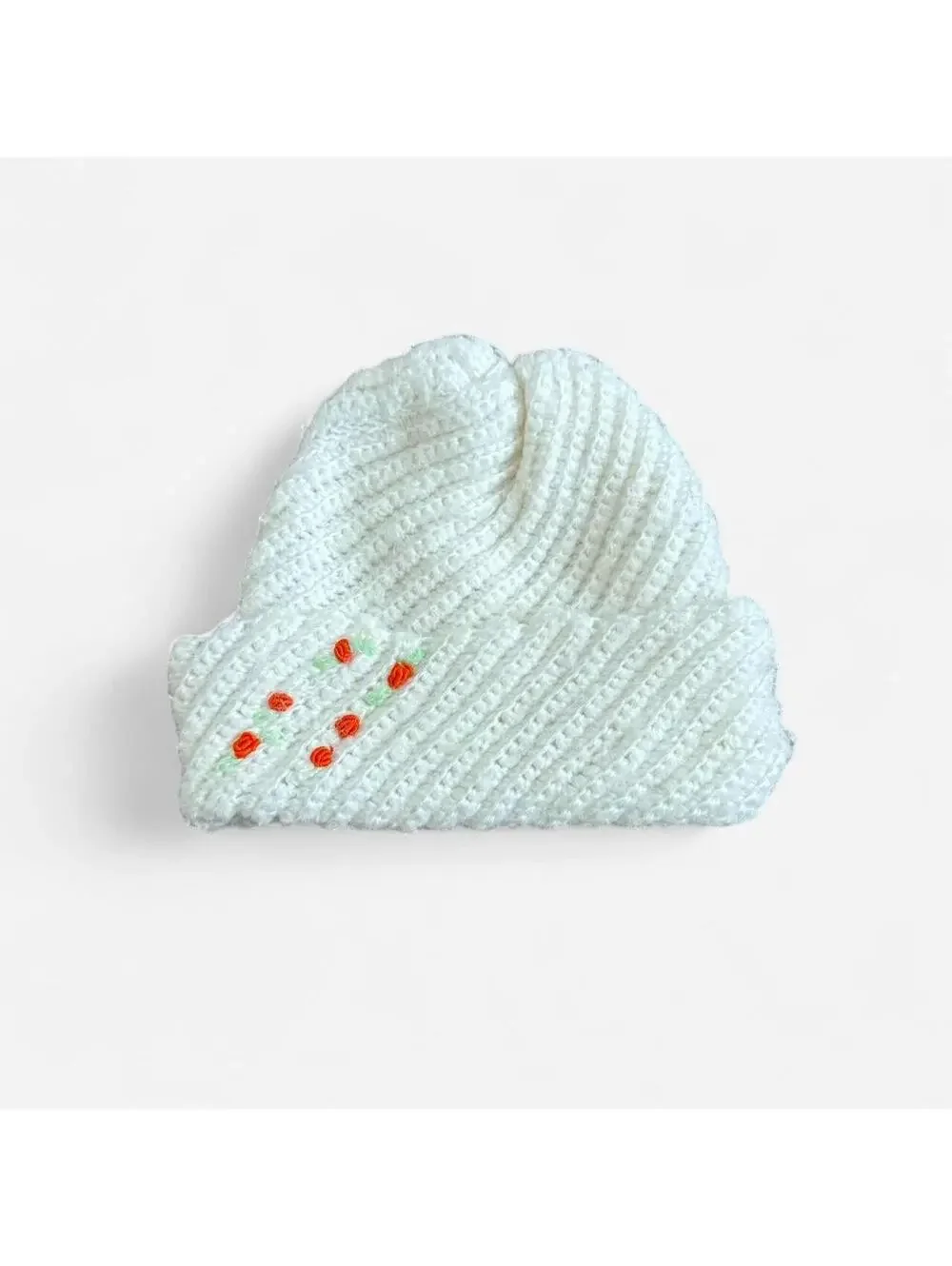 Vintage Crochet Beanie Floral Coquette Bogo Whimsy Winter